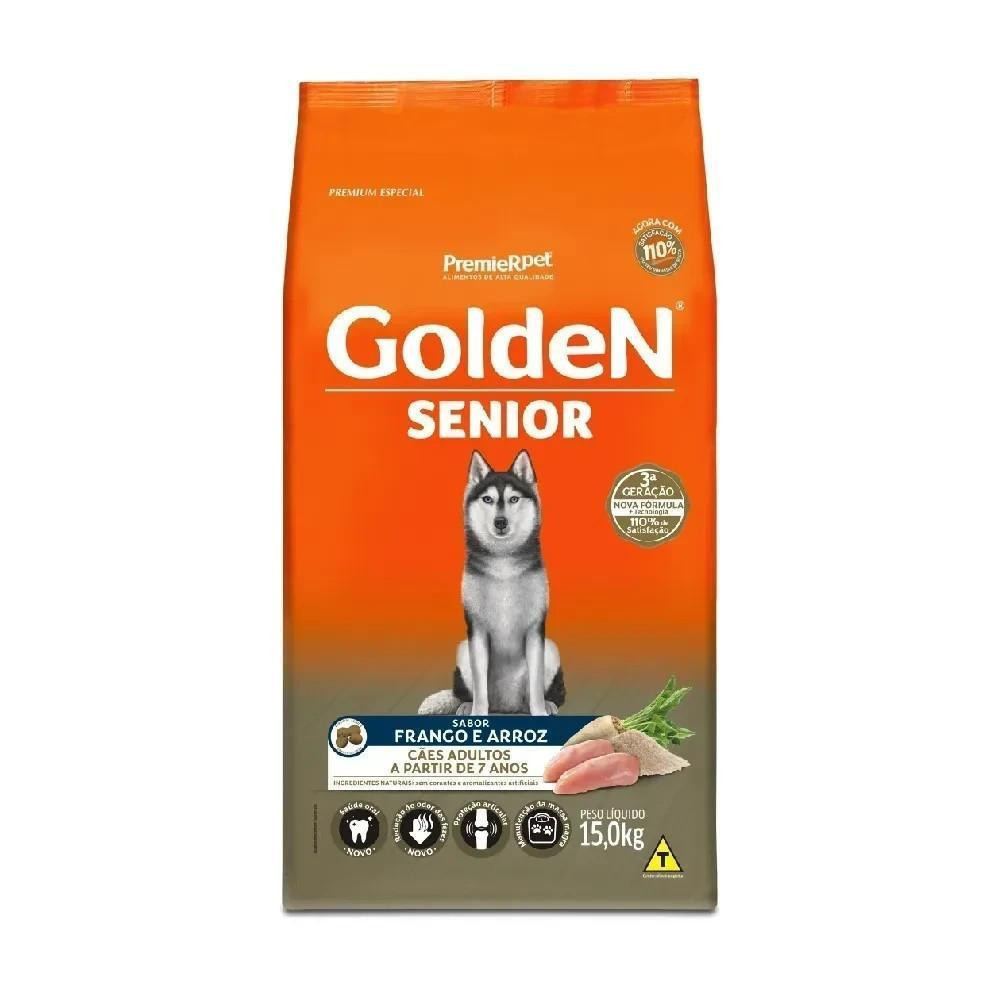 Ração pra Cães Adultos a partir de 7 Anos Golden Formula Senior Frango e Arroz 15Kg em Oferta na Shopee