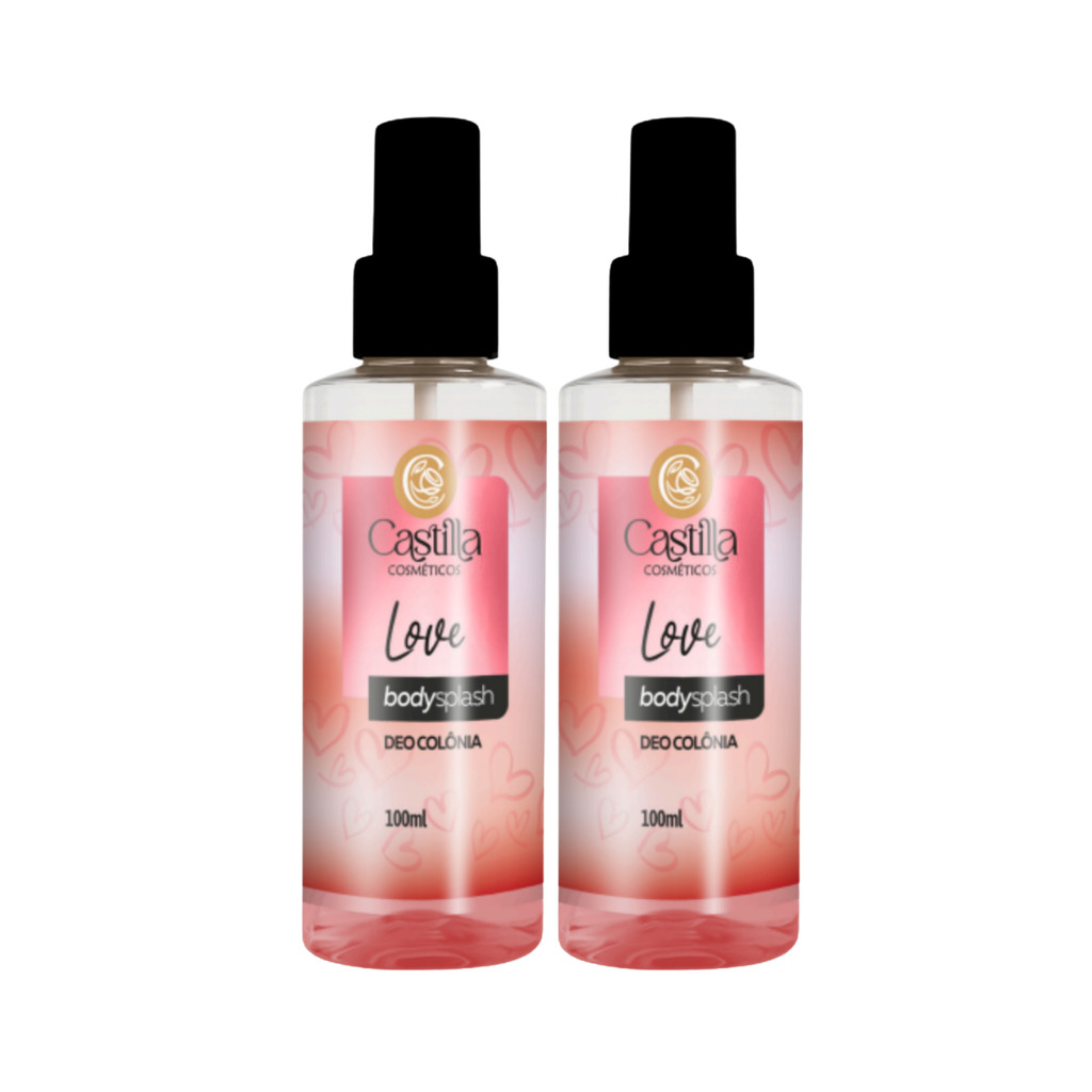 Kit 2 Body Splash Love Castilla Cosméticos 100mL | Deo Colônia Feminina Floral Frutado Sofisticado