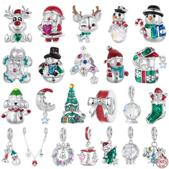 Bamoer 925 Prata Esterlina Contas De Natal Encantos , Boneco De Neve Árvore Elk Padrões Para DIY Pulseira Colar Jóias Fa