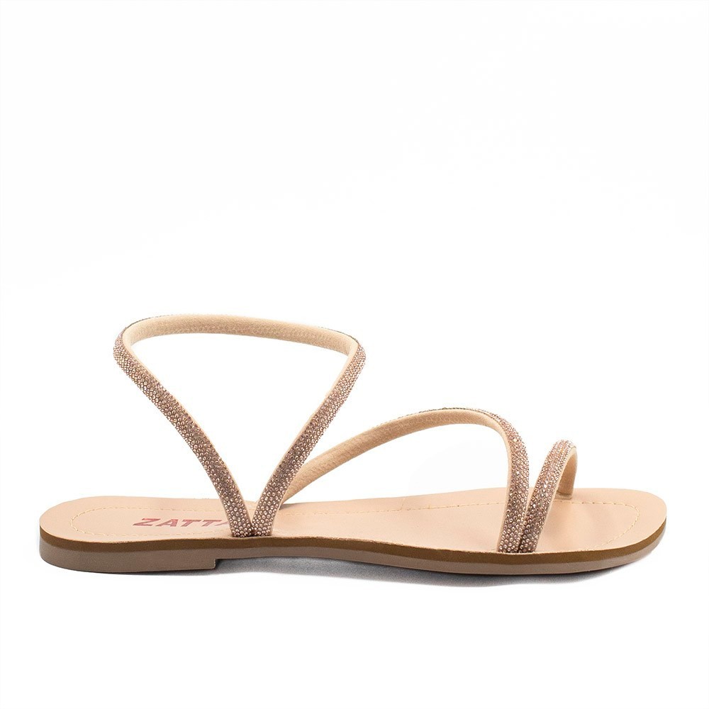 Sandália Rasteira Zatta Detalhe Tornozelo Mila Nude em Oferta na Shopee