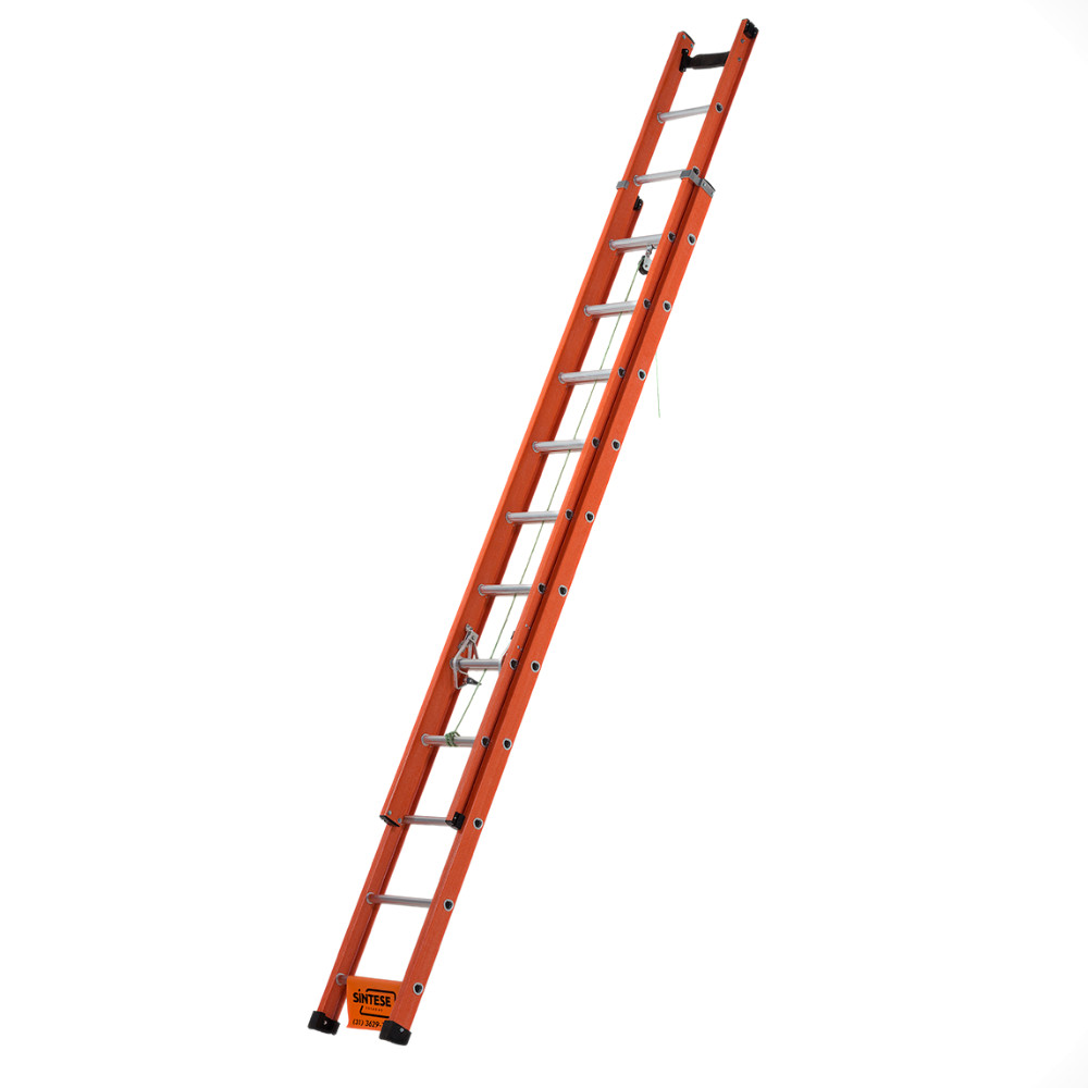 Escada de Alumínio e Fibra de Vidro 23 Degraus Extensível 4,20m X 7,20m com D Vazado EAFD-23 Sintese em Oferta na Shopee