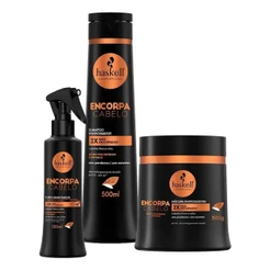 Kit Encorpa Cabelo 500gr Haskell | Shampoo + Máscara + Fluido finalizador encorpa