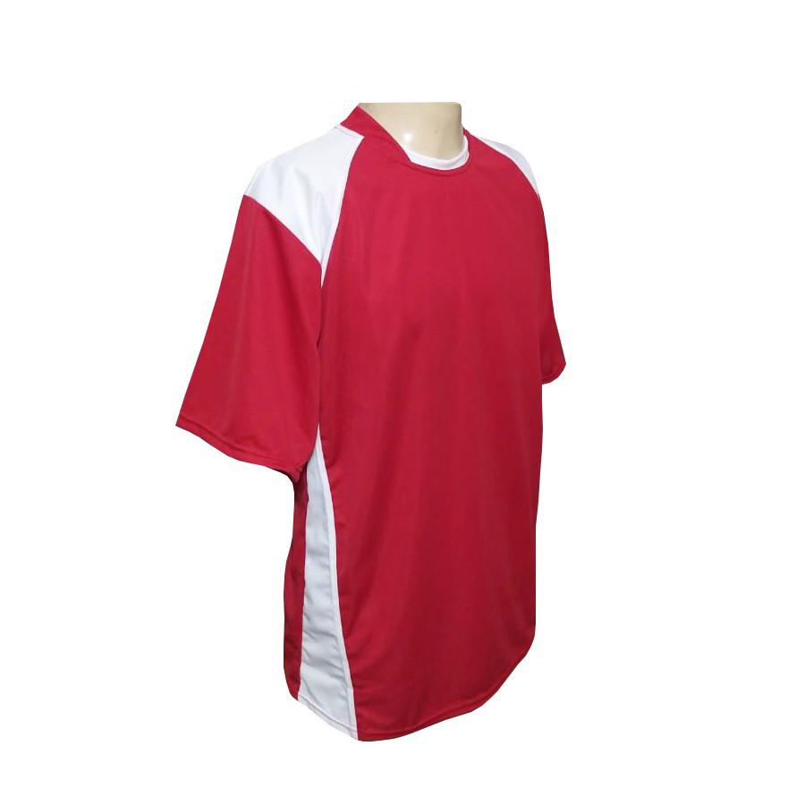 Kit 16+1 Camisa Vermelho/Branco, Calção Branco e Goleiro