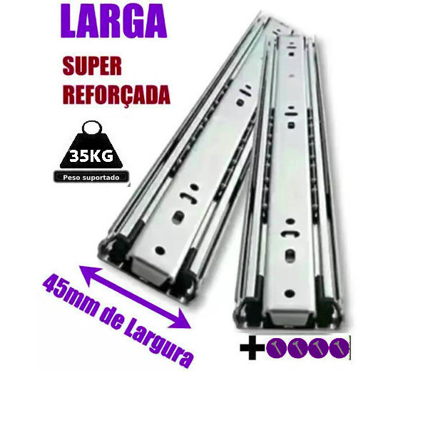 CORREDIÇA TELESCÓPICA 30CM  LARGA REFORÇADA TRILHO DE GAVETA PARA GUARDA ROUPA ARMÁRIO MÓVEIS