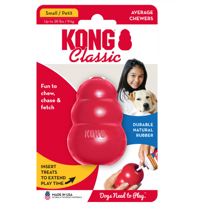 Brinquedo Mordedor Interativo Recheável para Cães Kong Classic Pequeno Small