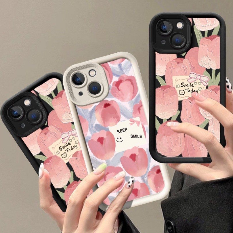 Rosa Tulipas Flores Padrão Caso De Telefone Compatível Para Samsung A15 A21S A22 A23 A24 A25 A31 A32 A33 A34 Engraçado I