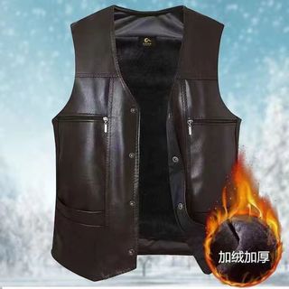 Haining colete de couro genuíno pele uma primavera outono forro de lã Multi-bolso jaqueta de couro masculino jaqueta sem