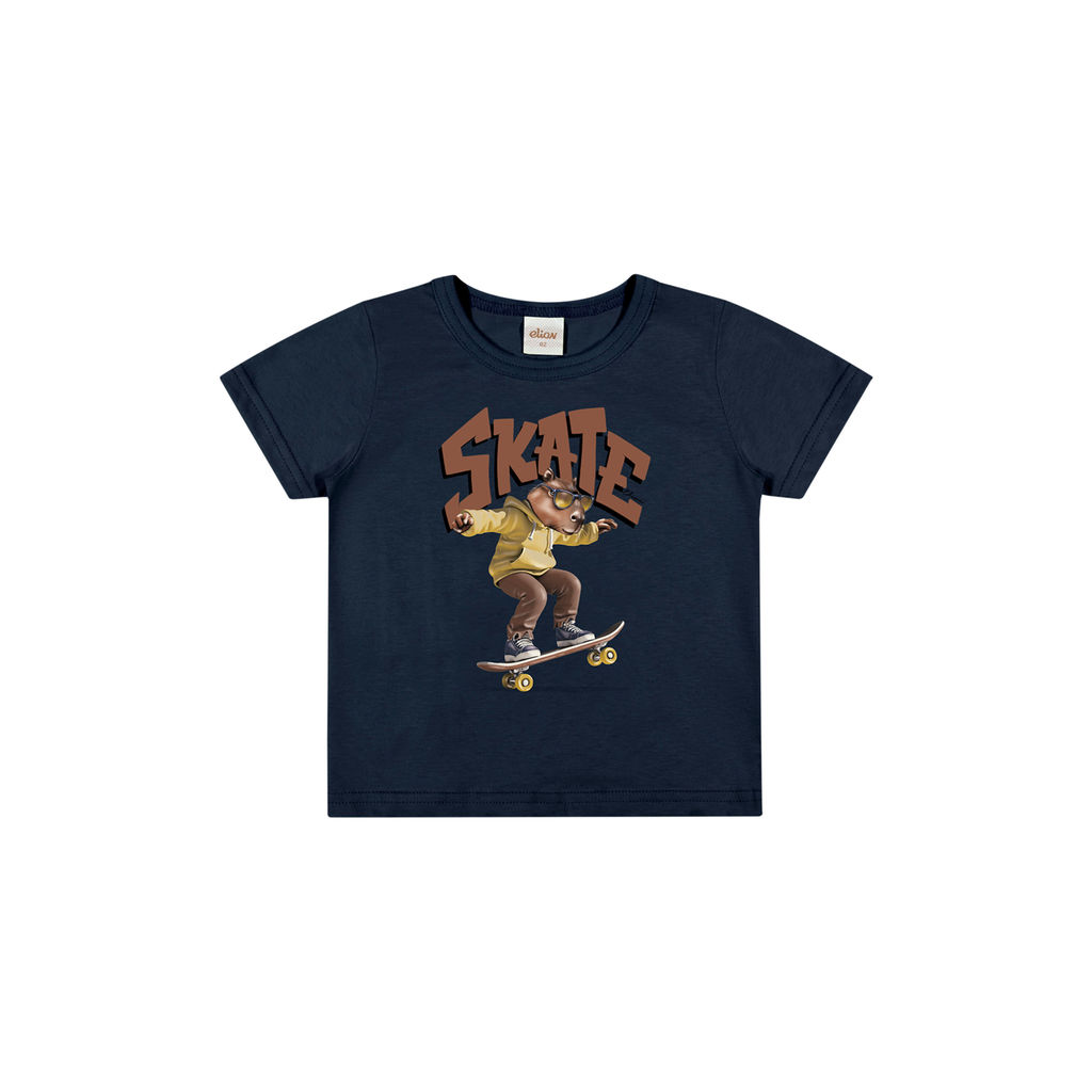 Camiseta Infantil Menino Estampa Skate Elian Azul