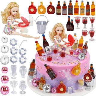 36 Peças de Decorações para Bolo em Mini Garrafa, Topper de Bolo em Mini Garrafa para Suprimentos de Festa de Aniversári