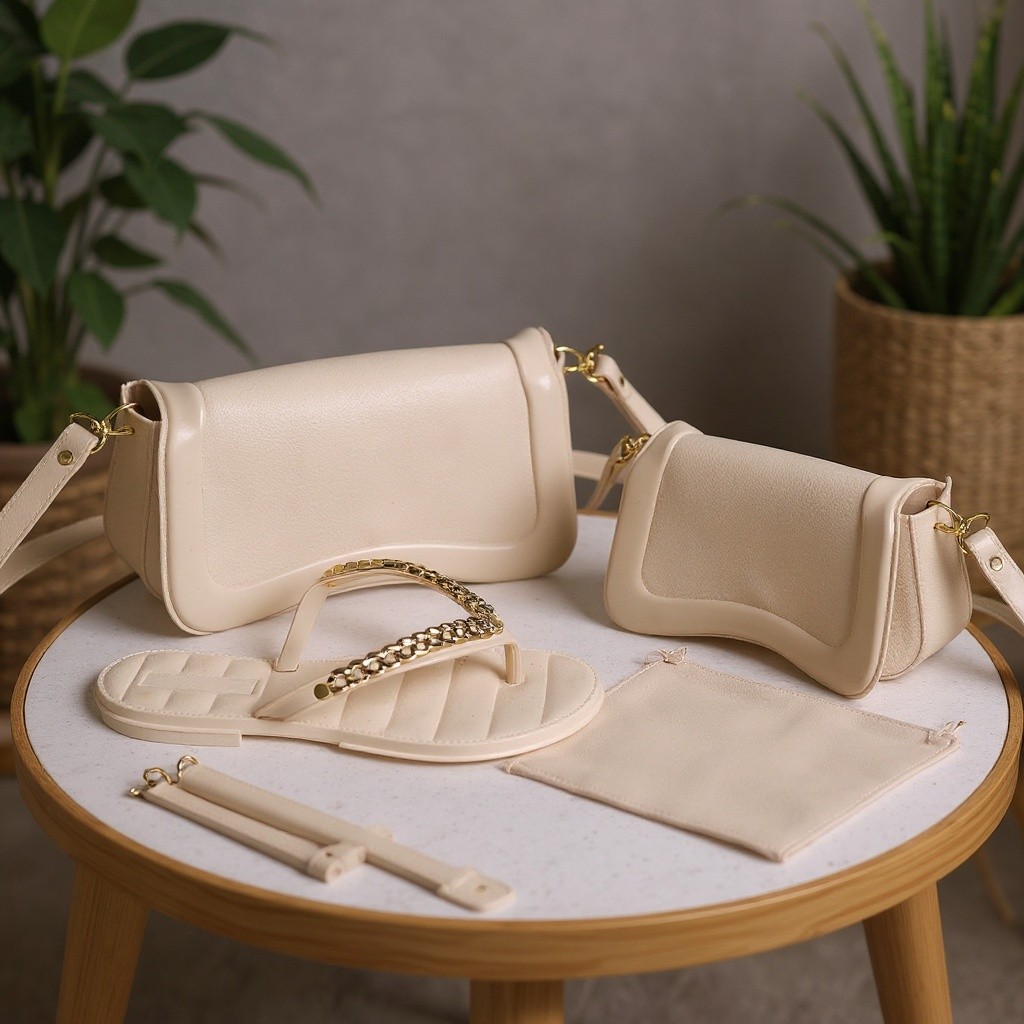 Kit Bolsa Chinelo Feminino Gold Combinando Casual 33 ao 39 — V&M ACHADINHOS