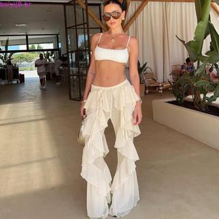 Europeu Americano Nova Chegada Plissado Emendado Gravata Banda Solta Moda Personalidade Calças Flare