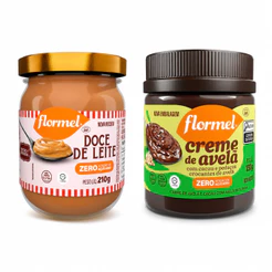 Kit 2 unid Doce de Leite e Creme de Avelã Crocante Zero Açucar Flormel 210g cada