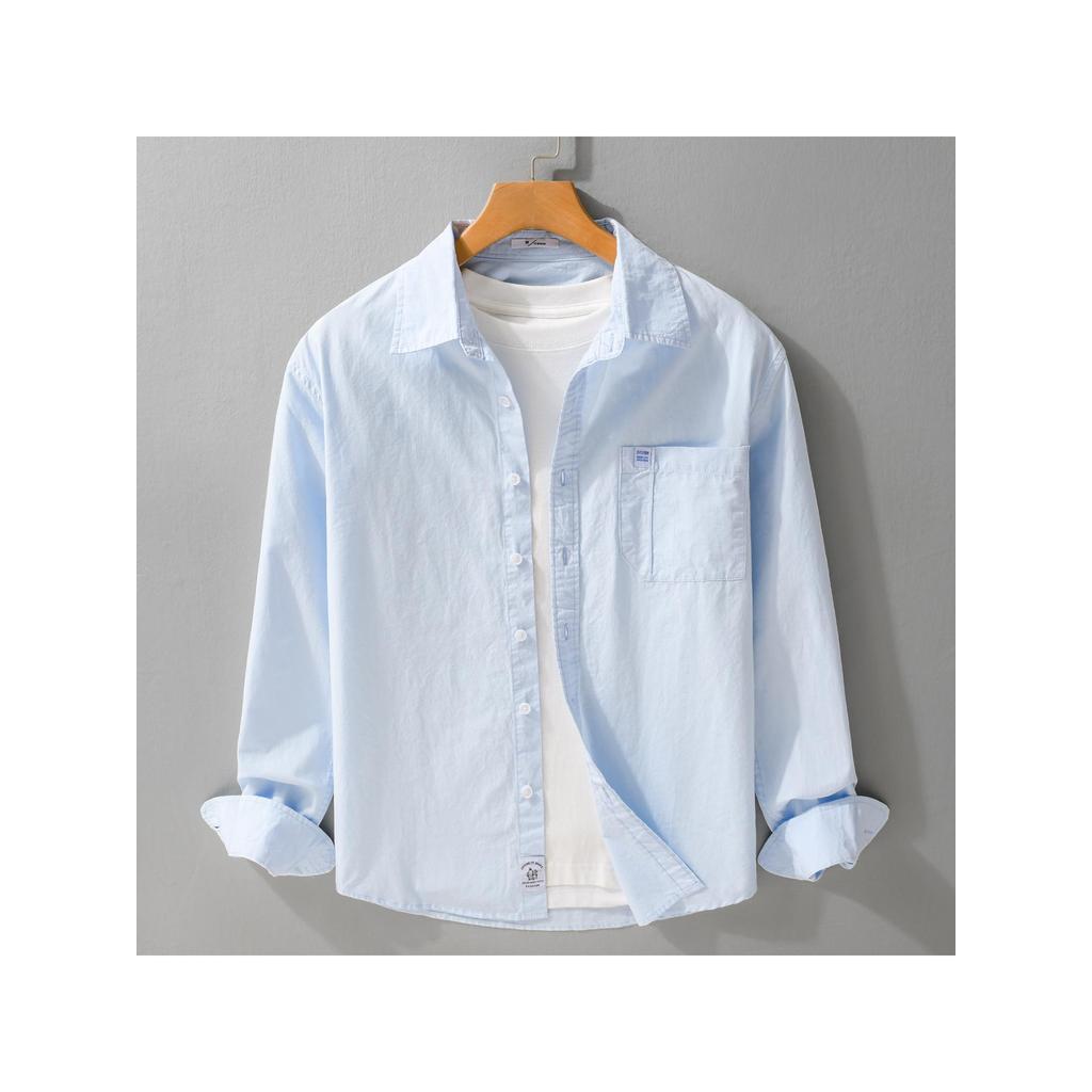 Arte japonesa fresca camisa de manga comprida masculina simples All-Match Casual solto primavera outono topo roupas masc