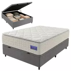 Cama Box Baú Casal Colchão Ortopédico Atena Molas Ensacadas Pillow Top 138x188x79cm Hip Sleep