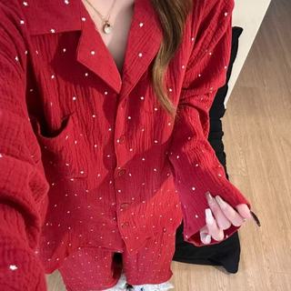 Cloud Cotton Lapela Manga Longa Calças Estilo Coreano Conjunto De Pijamas Casuais