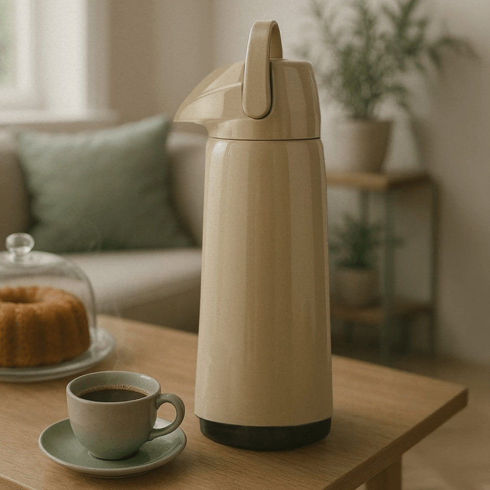 Garrafa Térmica Air Pot 1,8L Slim Pressão Cappuccino Invicta