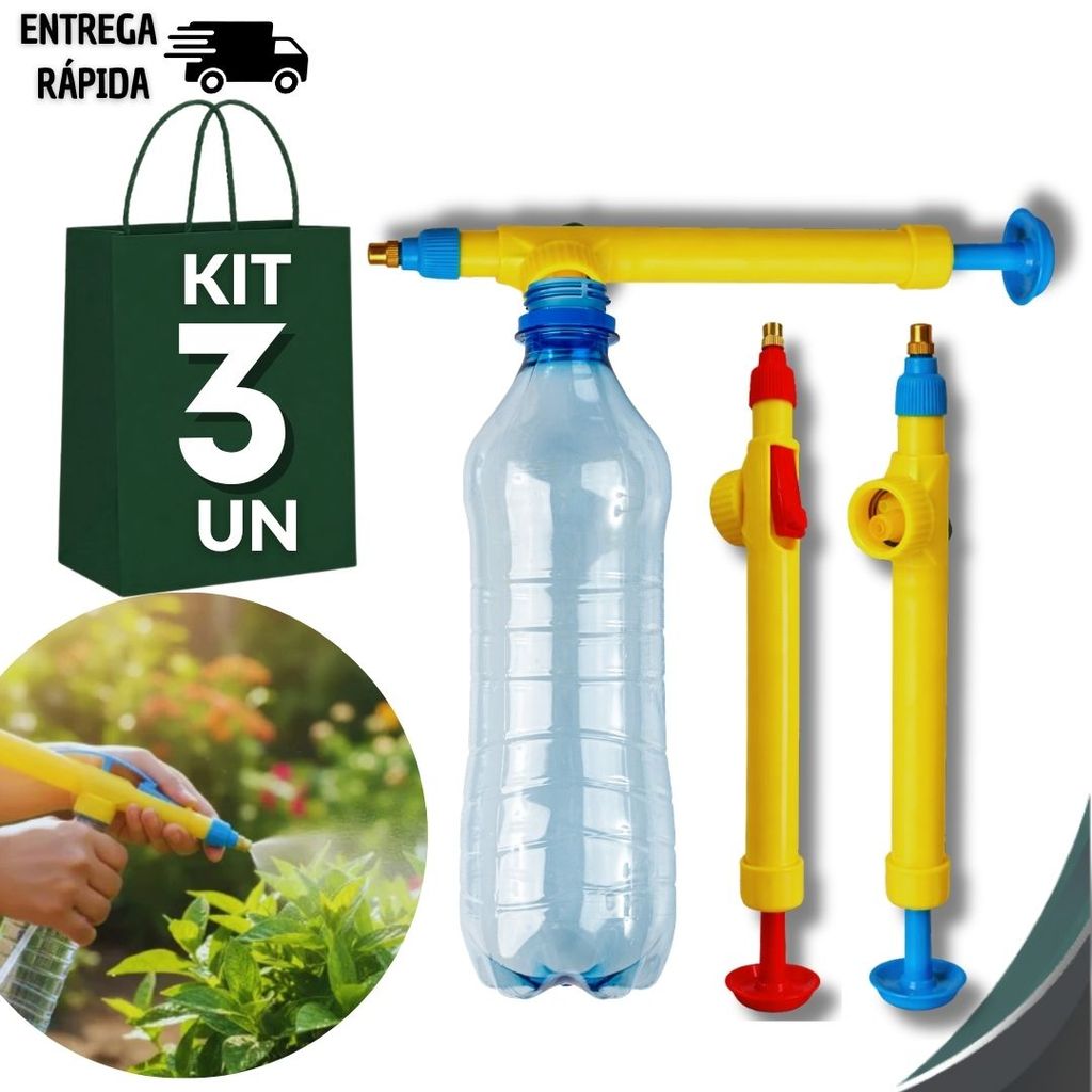 Kit 3 Borrifador Multiuso Carro Lava Car Pulverizador Manual Spray Garrafa Pet Casa Uso Doméstico Geral Utilidades