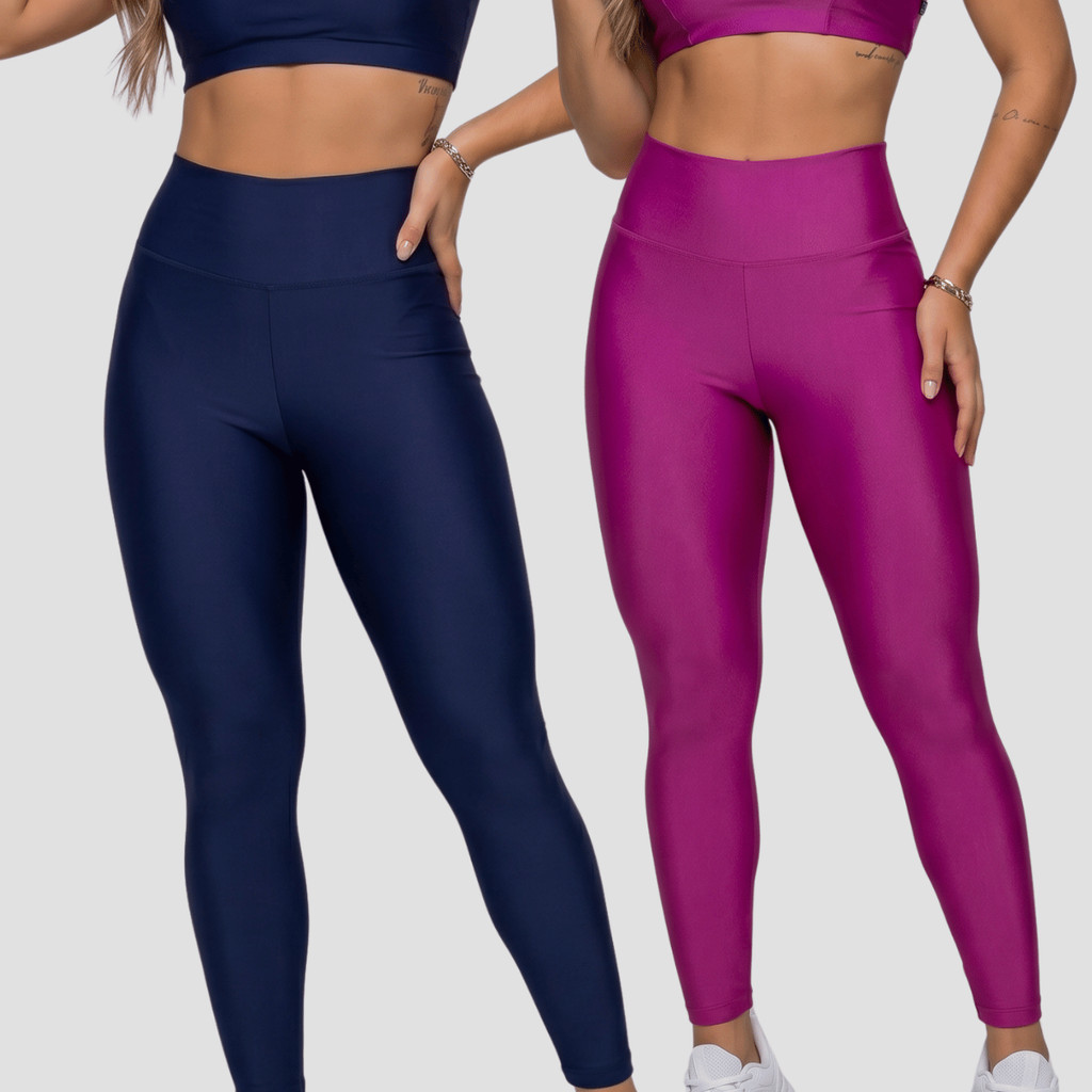 Kit 2 Calça Legging Feminina Academia Fitness Suplex Cintura Alta Modeladora Zero Transparência Alta Qualidade