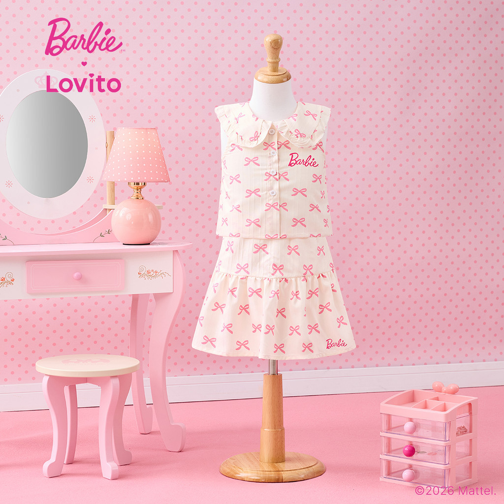 arbie™ X Lovito Kids Conjunto Saia Jacquard Babados Rosa Primavera/Verão Menina KSBL4PAD035