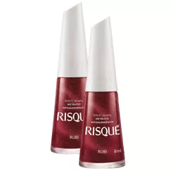 Kit 2 Esmalte Risqué Cor Rubi Hipoalergênico Metálico com 8ml