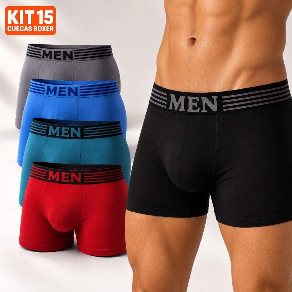 Kit Até 15 Cuecas Boxer Masculina Confortável Respirável para Treino Corrida e Uso Diário