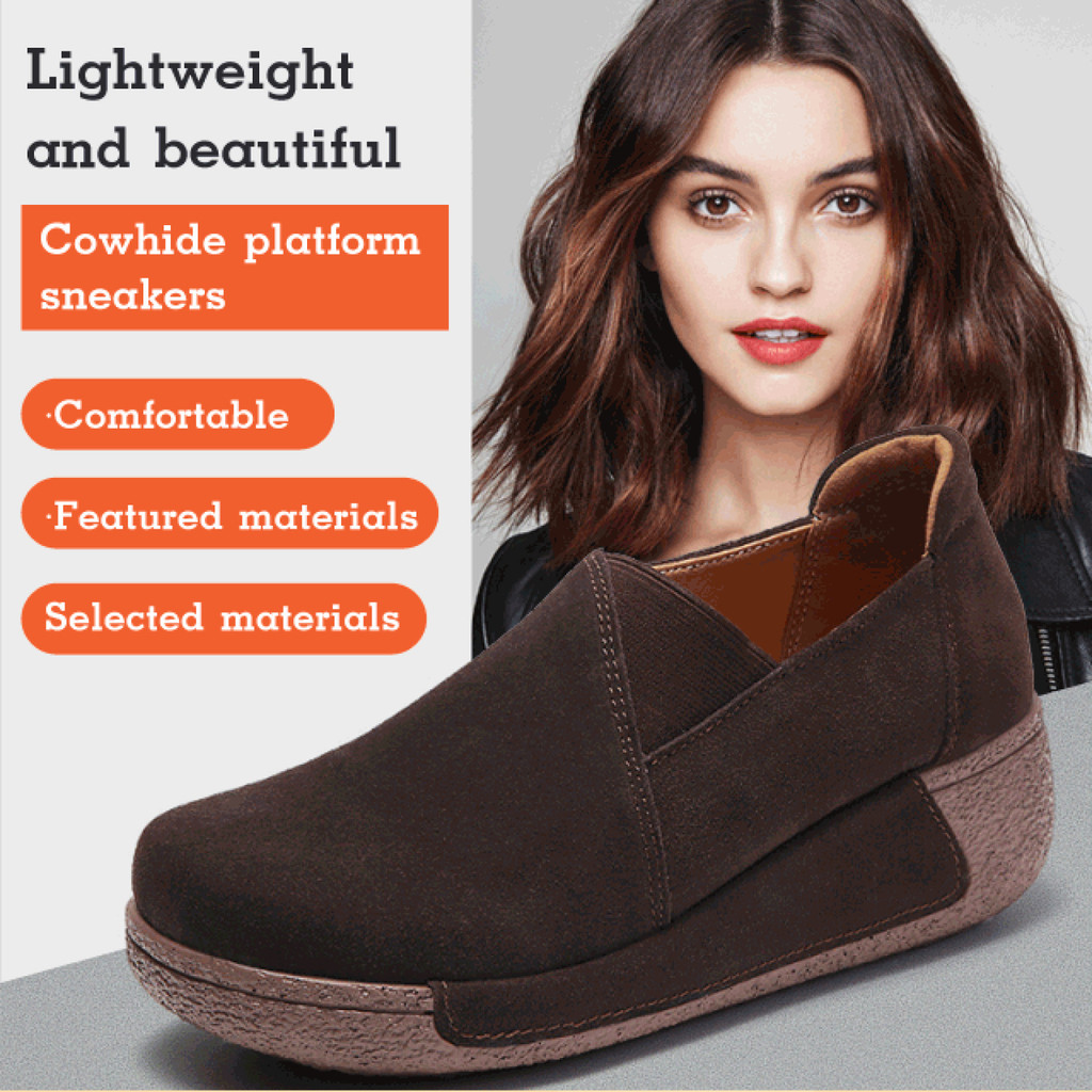 [Conforto Extra] [Comfortable Design] Tênis Femininos/Sapatos Casuais Femininos/Sapatos Plataforma/Sapatos de Couro