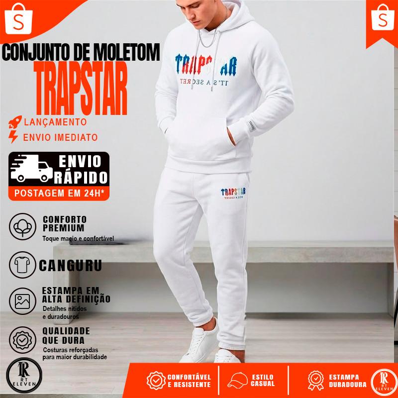 Conjunto Moletom Feminino e Masculino Blusa de Frio + Calça Moletom Flanelado Casaco Canguru Com Capuz e Bolso Unissex