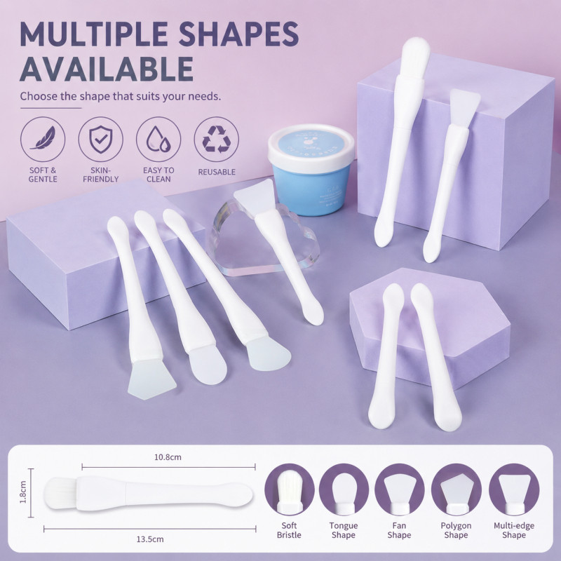 Ferramenta De Beleza Multifuncional 2 Em 1 Com Design De Ponta Dupla | Pincel Aplicador De Máscara Silicone Colher De Mi