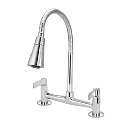 Torneira Misturador Cozinha Mesa Gourmet Cone Duplo Jato Agua Quente Fria.