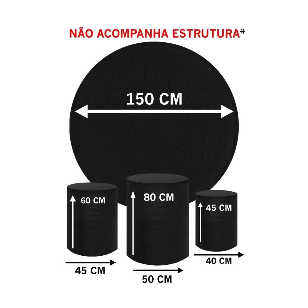 Kit Painel Redondo 1,50 e trio de cilindro padrão tema Moranguinho — imagem 2 de 2