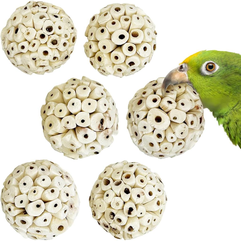 PINVNBY Pacote com 6 Pequenas Bolas de Sola para Pássaros, Brinquedos Macios e Mastigáveis, de Natural de 2,36
