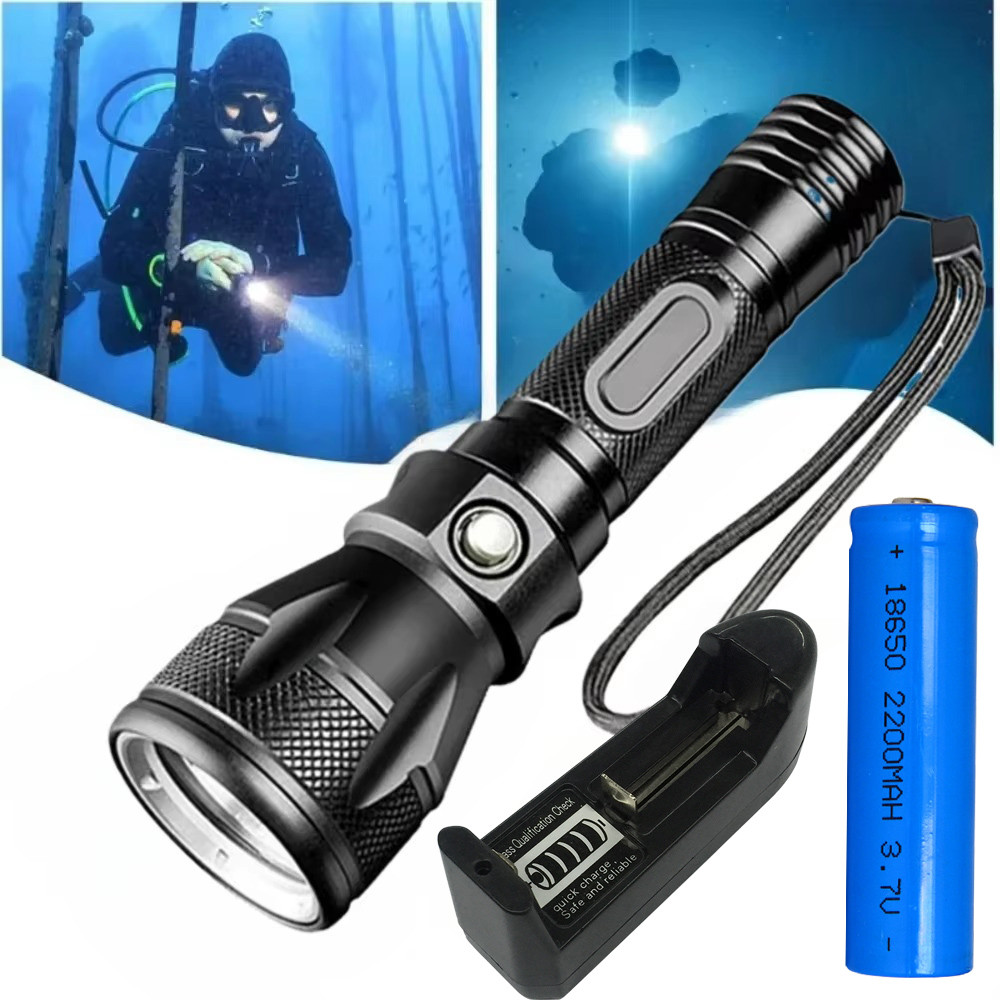 Profissional Mergulho LED Tocha De IPX8 À Prova Dwaterproof Água Lâmpada Subaquática Noite Lanterna Emergência