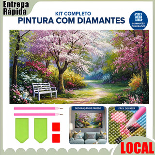 Conjunto de pintura diamante adulto 5D primavera floresta flor diâmetro 70x40cm operação simples adequada para amantes a