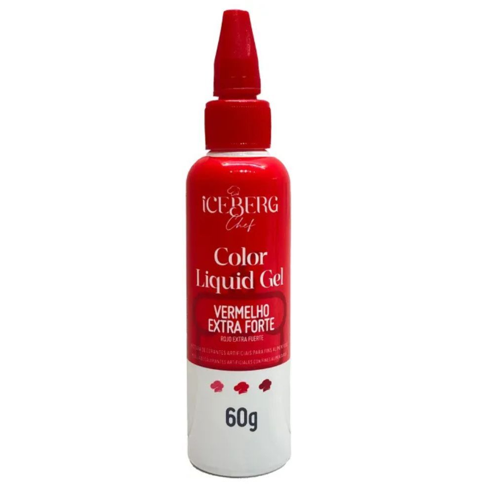 Corante Liquid Gel 60g Vermelho Extra Forte Iceberg Chef
