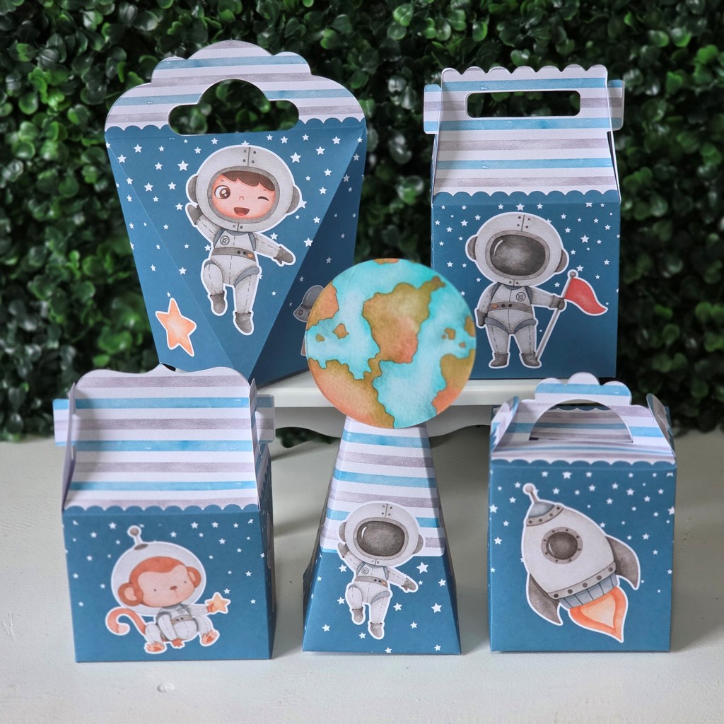 Caixinhas Astronauta MENINO 2 - PEGUE E MONTE - PRONTA ENTREGA festa lembrancinha aniversario decoração personalizados