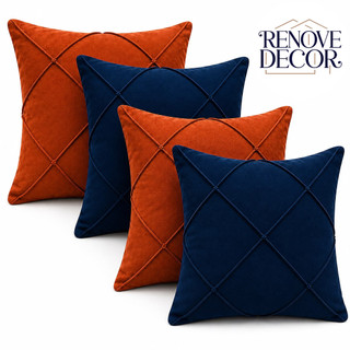 Kit 2 Capas De Almofada Com Zíper 40x40 Tecido Suede Premium-Drapeada -Capa De Almofada D…