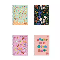 Caderno espiral capa dura 1/4 200 folhas Zoom+ Feminino Tilibra