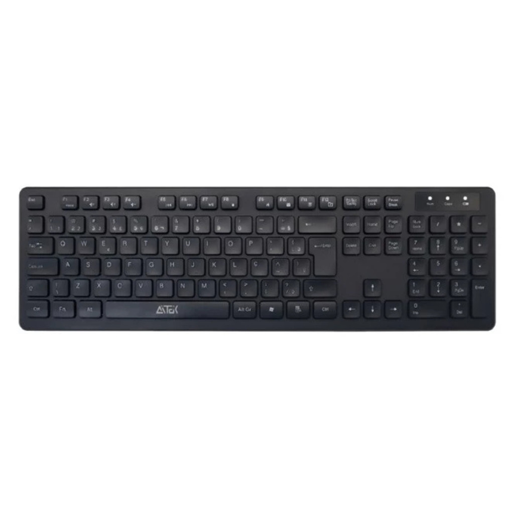 Teclado Sem Fio Aitek ATE-W11 ABNT2 Design Slim Ergonomico Para PC