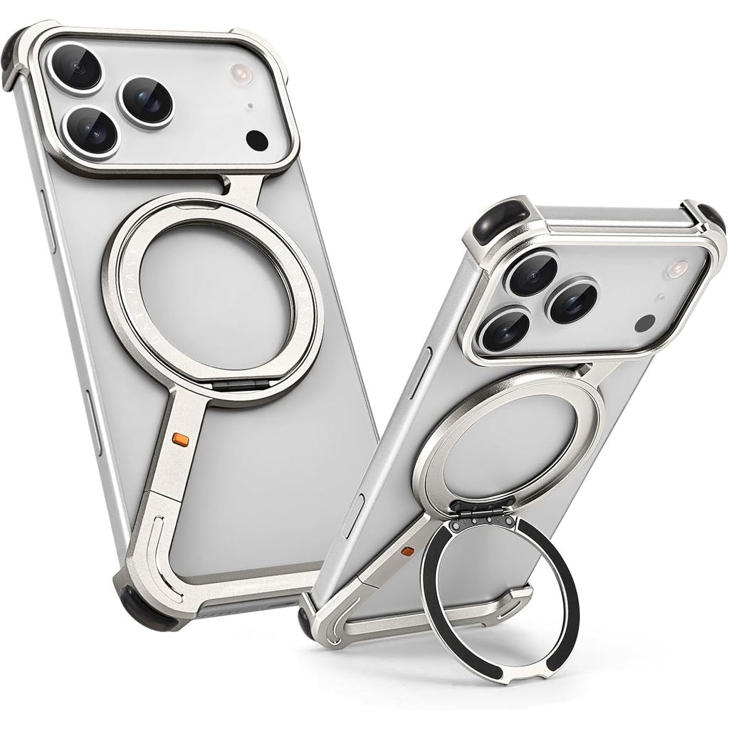 Capa Minimalista OATSBASF para iPhone 17 Pro Max, 360 ° Suporte Rotativo, Desi