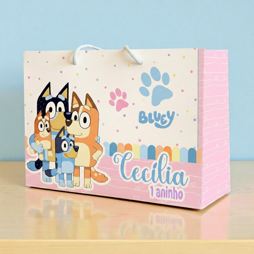 SACOLA BLUEY  ROSA MENINA  Personalizado | Sacolinha | Lembrancinha | Mimos | Aniversário BLUEY  ROSA MENINA
