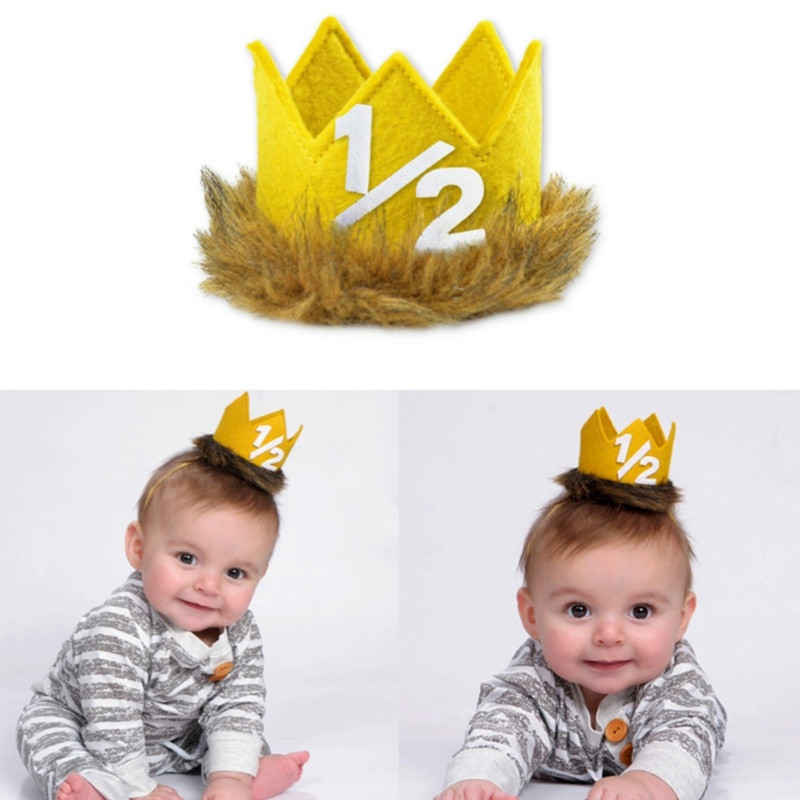 hi Aniversário Coroa Para Festa De Chapéu De Primeiro Adereços De Cabine De Fotos Melhores Crianças-Chapéus De Bebês Lev
