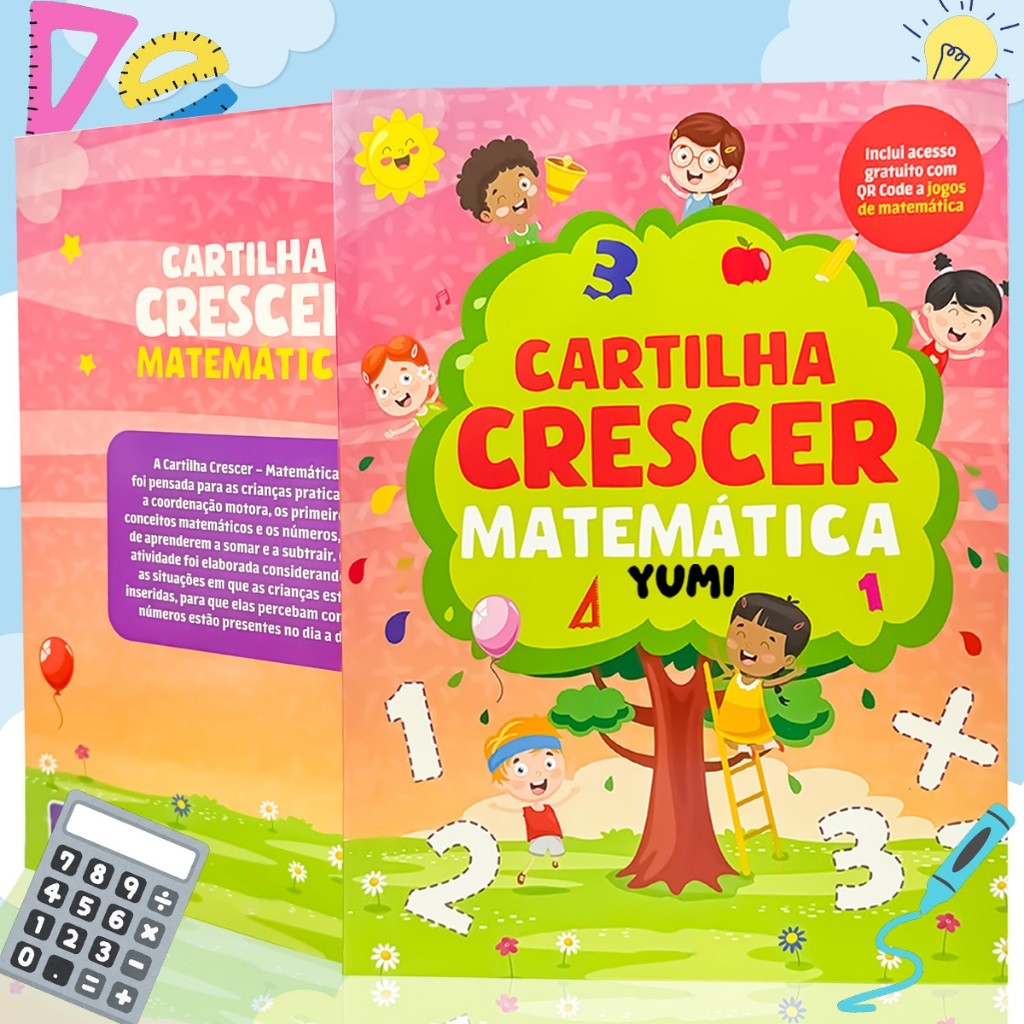 Livro Infantil Cartilha Matemática Atividades Para Treinar Estudar + Jogos Qr Code