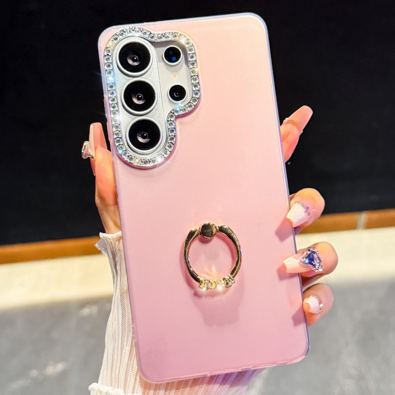 Capa de Proteção para Telefone Samsung Galaxy A17 A16 A56 A57 A35 A15 A27 A37 A57 5G com Anel de Diamante para Câmera, C