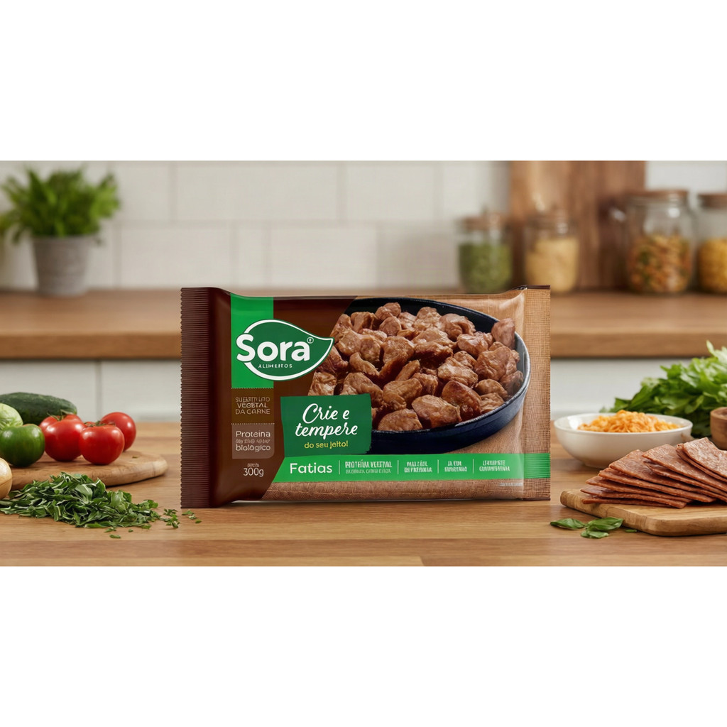 Proteína Vegetal Fatias 300g Crie e Tempere  Sora