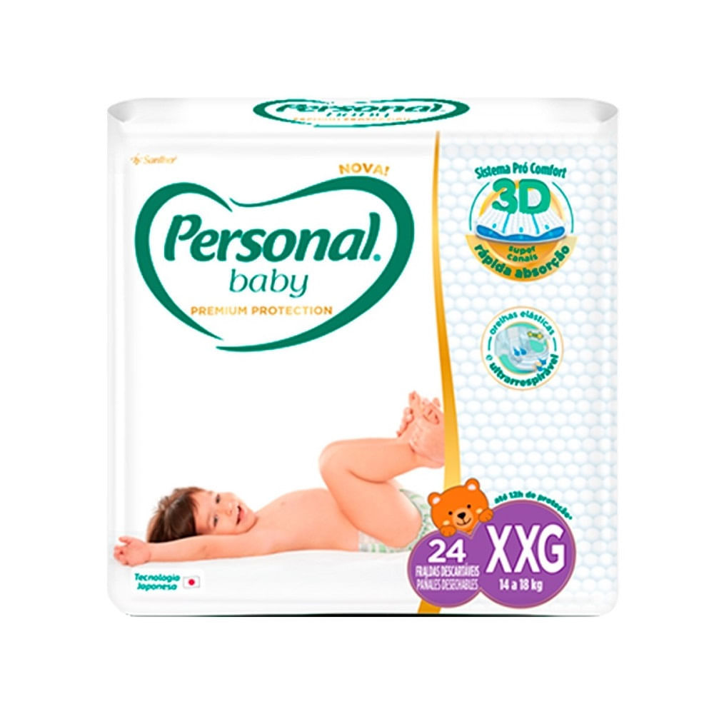 Fralda Descartável Personal Baby Premium Protection 3D Mega XXG 24 Unidades