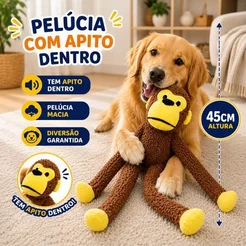Brinquedo Pelucia Macaco Apito Interativo 45cm Enorme Resistente Diversao Pet
