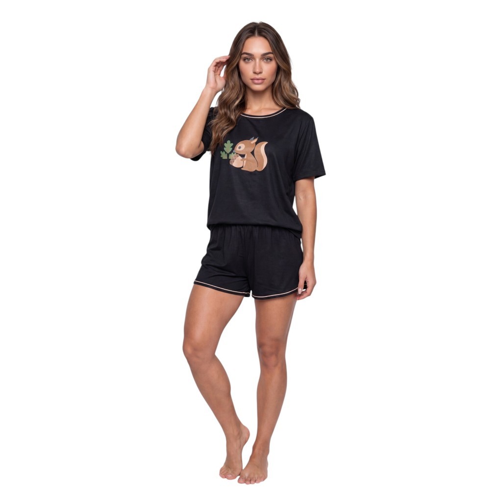 Pijama Short Doll Feminino Adulto Malha Macia Camiseta Manga Curta Shorts Estampas Variadas Perfeito