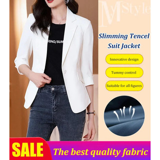 [Elegância Confortável] Spring Summer Korean Style Women's Blazer/Blazer de Linho/Primavera Verão/Blazer Feminino Elegan