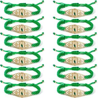 12 Pulseiras Verdes de São Judas em Lote, Ajustáveis, Feitas à Mão, Trançadas, de Proteção para Mulheres e Homens, com P