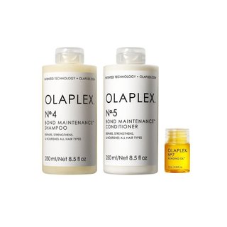 Conjunto de Shampoo e Condicionador Olaplex: Não.   Conjunto de shampoo e condicionador 4, 5, 7 |         Limpa, hidrata